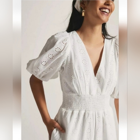 NWT Anthropologie Hutch Smocked-Waist Eyelet Jumpsuit - Picture 3 of 8